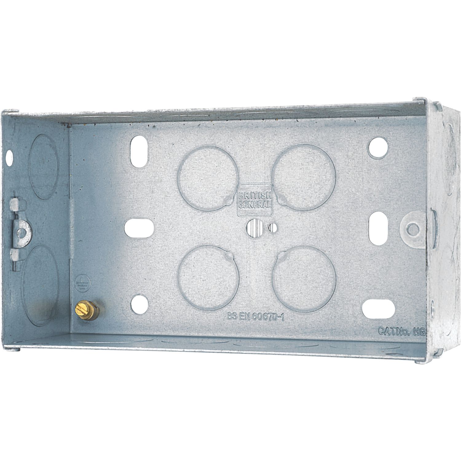 British General 2-Gang Galvanised Steel Back Box 47mm (996XF)