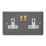 Varilight  13A 2-Gang 2-Pole Switched Socket Graphite Grey  with White Inserts