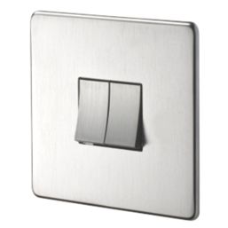 Crabtree Platinum 10AX 2-Gang 2-Way Light Switch  Satin Chrome