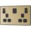 British General Evolve 13A 2-Gang SP Switched Socket + 3.25A 45W 2-Outlet Type C USB Charger Satin Brass with Black Inserts