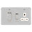 Schneider Electric Lisse Deco 45A 2-Gang DP Cooker Switch & 13A DP Switched Socket Polished Chrome with LED with White Inserts
