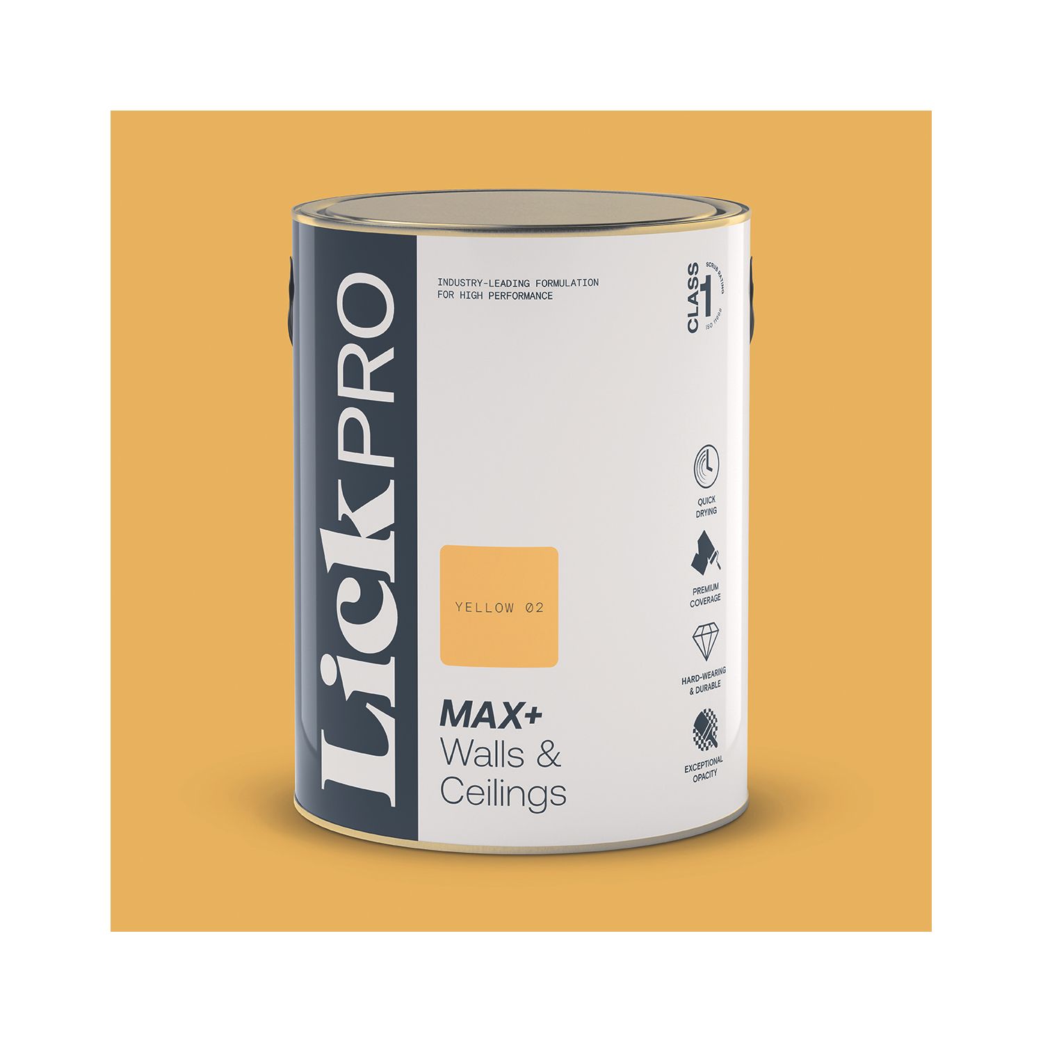 LickPro Max+ 5Ltr Yellow 02 Matt Emulsion Paint (997JY)
