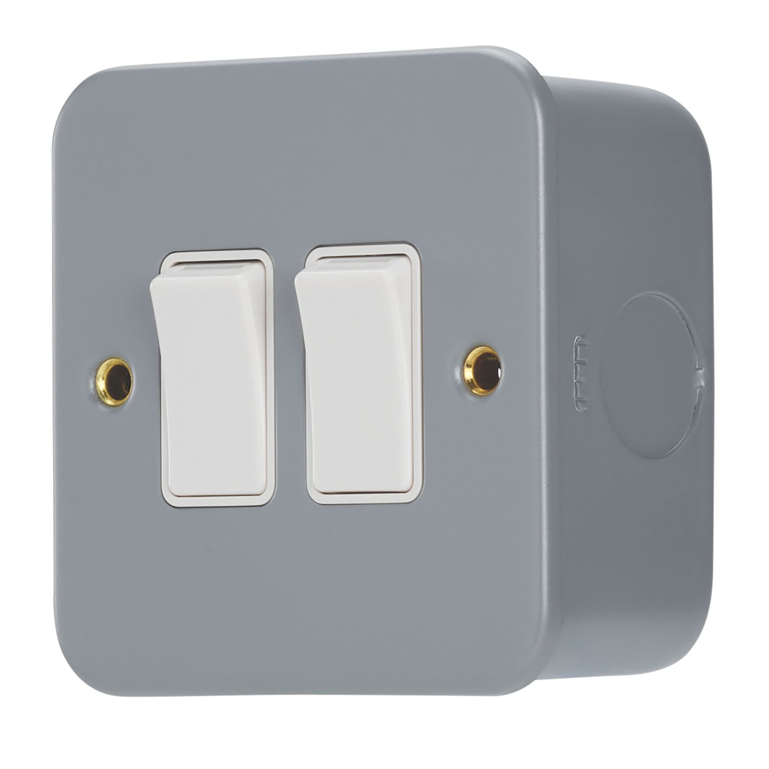 Contactum 10AX 2-Gang 2-Way Metal Clad Light Switch with White Inserts (997RP)
