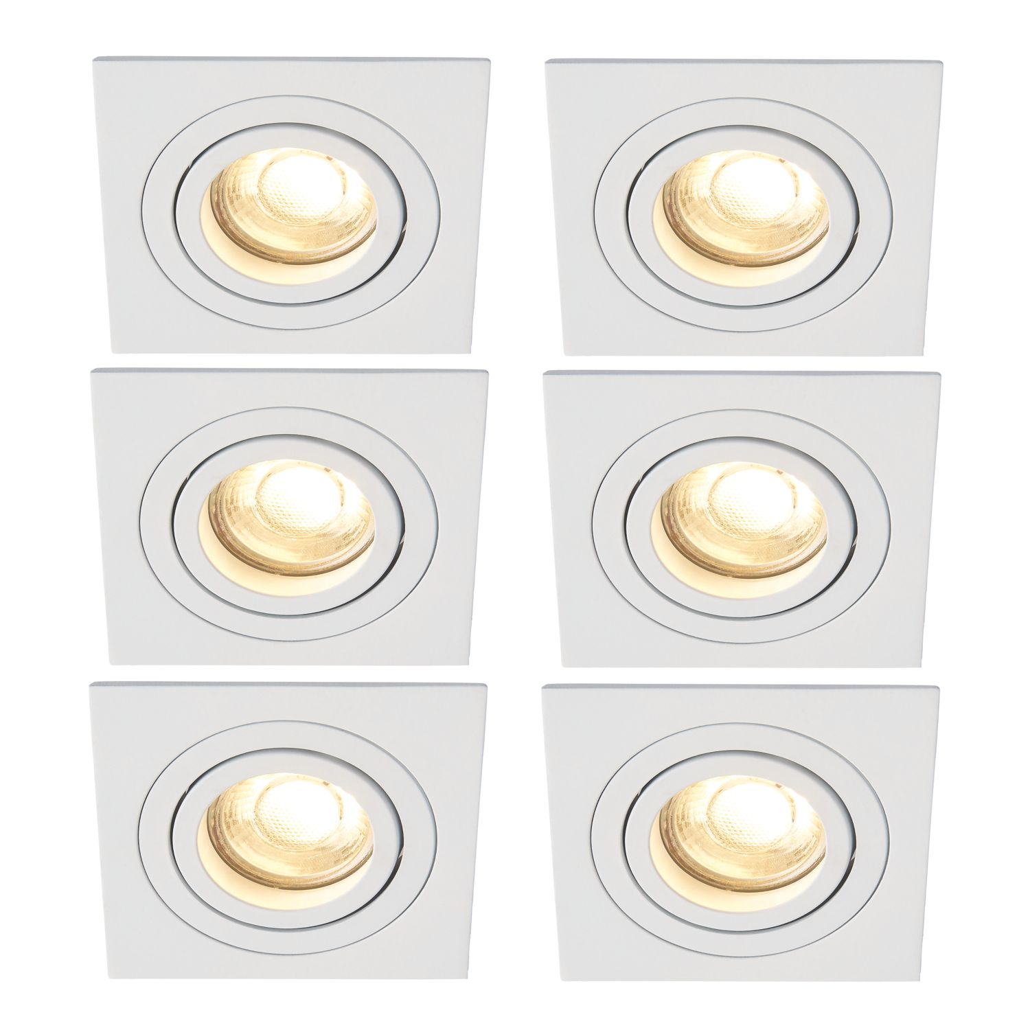 Inlight Pasto Adjustable Square Downlights White 6 Pack (997VJ)