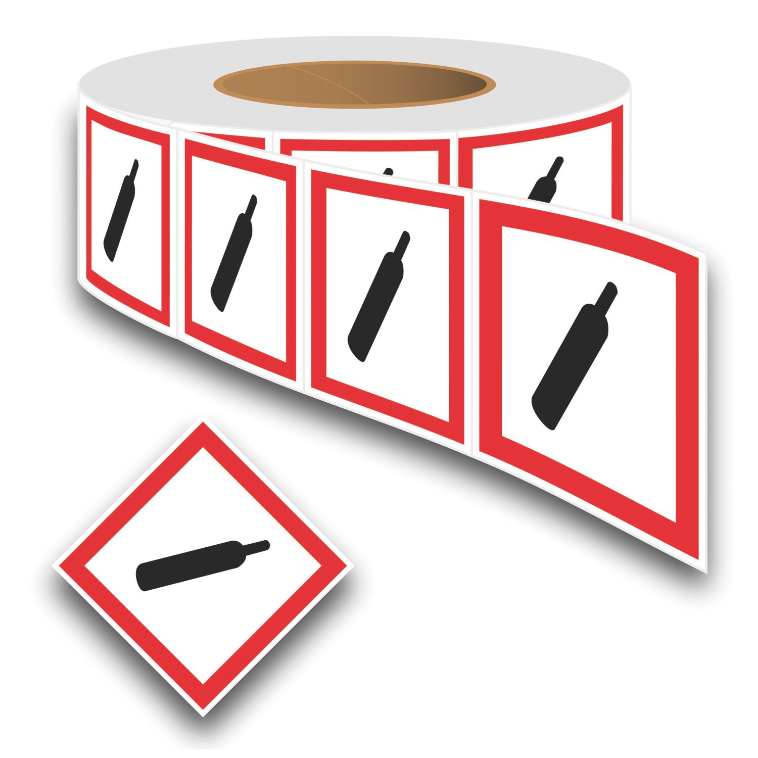 Essentials Compressed Gas GHS Labels (Roll) 100mm x 100mm (997YU)