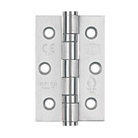 Smith & Locke Satin Stainless Steel Grade 7 Fire Rated Ball Bearing Hinge 76x51mm 2 Pack