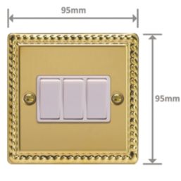 Varilight  10A 3-Gang 2-Way   Georgian Brass