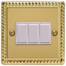 Varilight  10A 3-Gang 2-Way   Georgian Brass