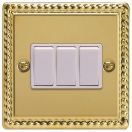 Varilight  10A 3-Gang 2-Way   Georgian Brass