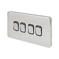 Schneider Electric Lisse Deco 10AX 4-Gang 2-Way Light Switch  Polished Chrome with Black Inserts