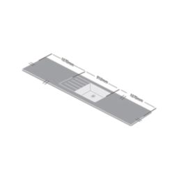 Metis  Ice Kitchen Worktop with 1 Bowl Stainless Steel Sink 3050mm x 620mm x 15mm