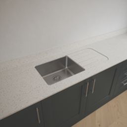 Metis  Ice Kitchen Worktop with 1 Bowl Stainless Steel Sink 3050mm x 620mm x 15mm