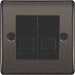 British General Nexus Metal 2-Gang Master Telephone Socket Black Nickel