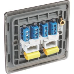 British General Nexus Metal 2-Gang Master Telephone Socket Black Nickel