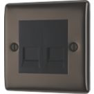 British General Nexus Metal 2-Gang Master Telephone Socket Black Nickel