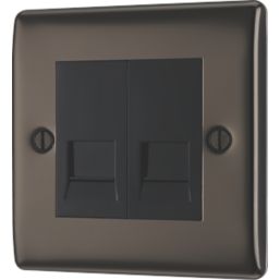 British General Nexus Metal 2-Gang Master Telephone Socket Black Nickel