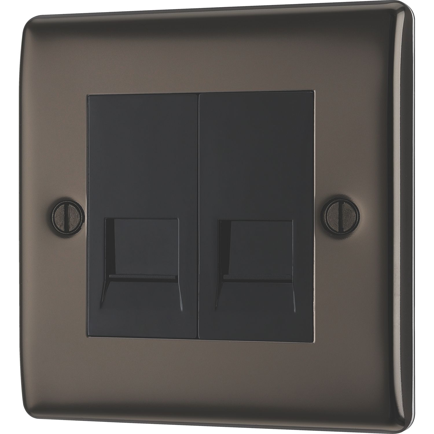 British General Nexus Metal 2-Gang Master Telephone Socket Black Nickel (998XF)