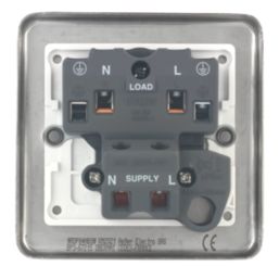 Hager Sollysta WRDP84NBSW 20A 1-Gang 2P+E Control Switch Brushed Steel with LED with White Inserts