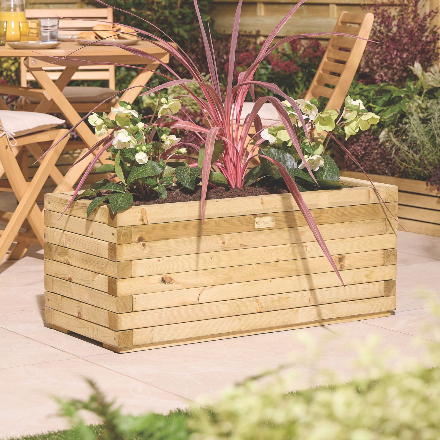 Rowlinson Heritage Rectangular Planter Natural 40cm x 94.5cm x 37cm (999CL)
