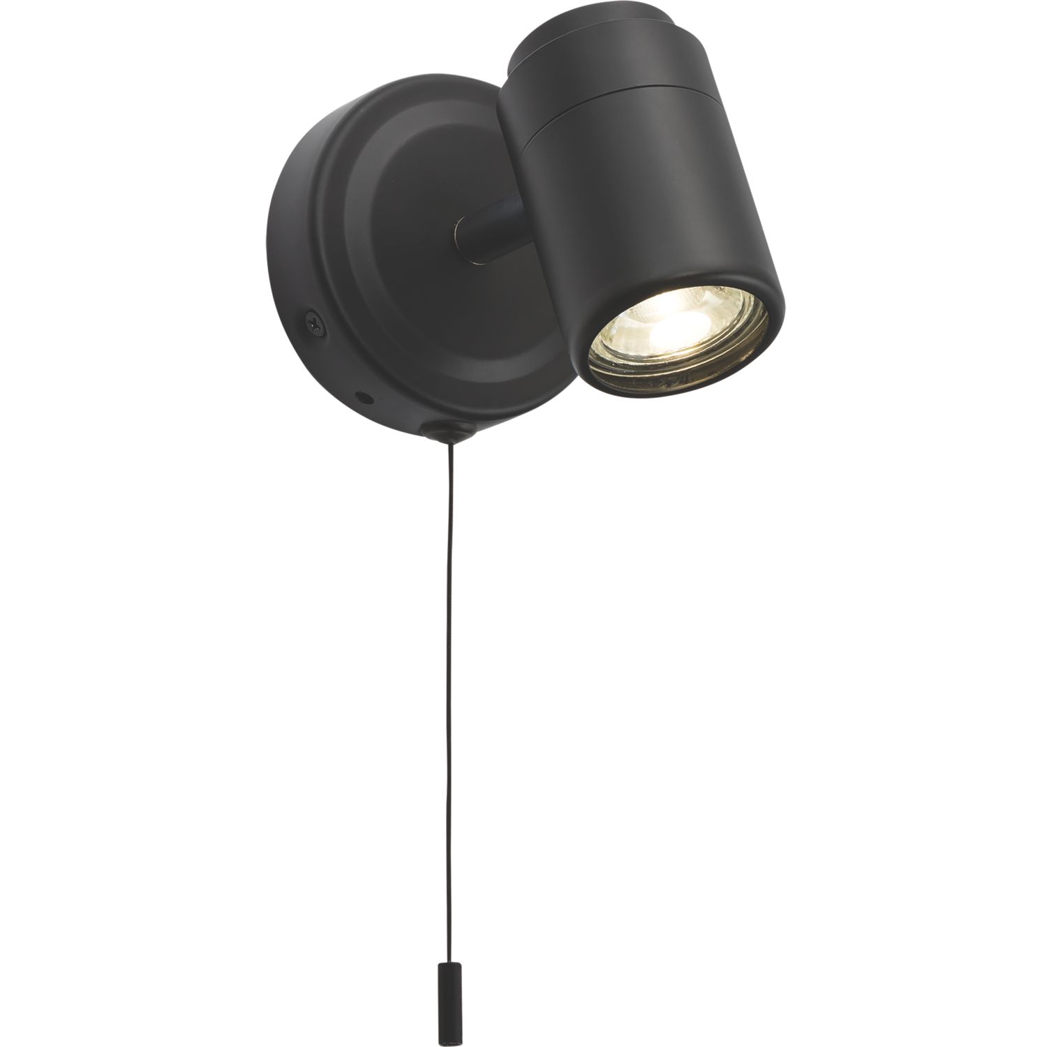 Knightsbridge Round 1-Light Single GU10 Wall Spotlight Matt Black (999GE)