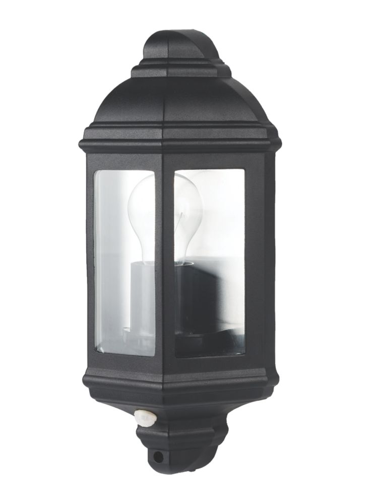 Luceco Outdoor Half Lantern With PIR Sensor Black Screwfix