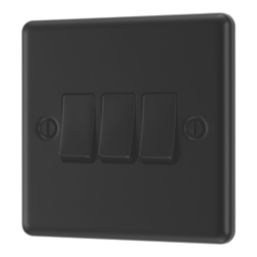 LAP  20A 16AX 3-Gang 2-Way Switch  Matt Black with Black Inserts