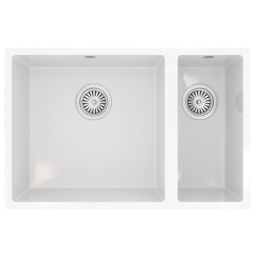ETAL Comite 1.5 Bowl Composite Kitchen Sink Gloss White Left-Handed 670mm x 440mm