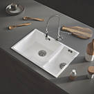 ETAL Comite 1.5 Bowl Composite Kitchen Sink Gloss White Left-Hand 670mm x 440mm