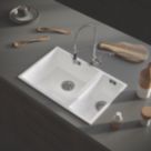 ETAL Comite 1.5 Bowl Composite Kitchen Sink Gloss White Left-Handed 670mm x 440mm
