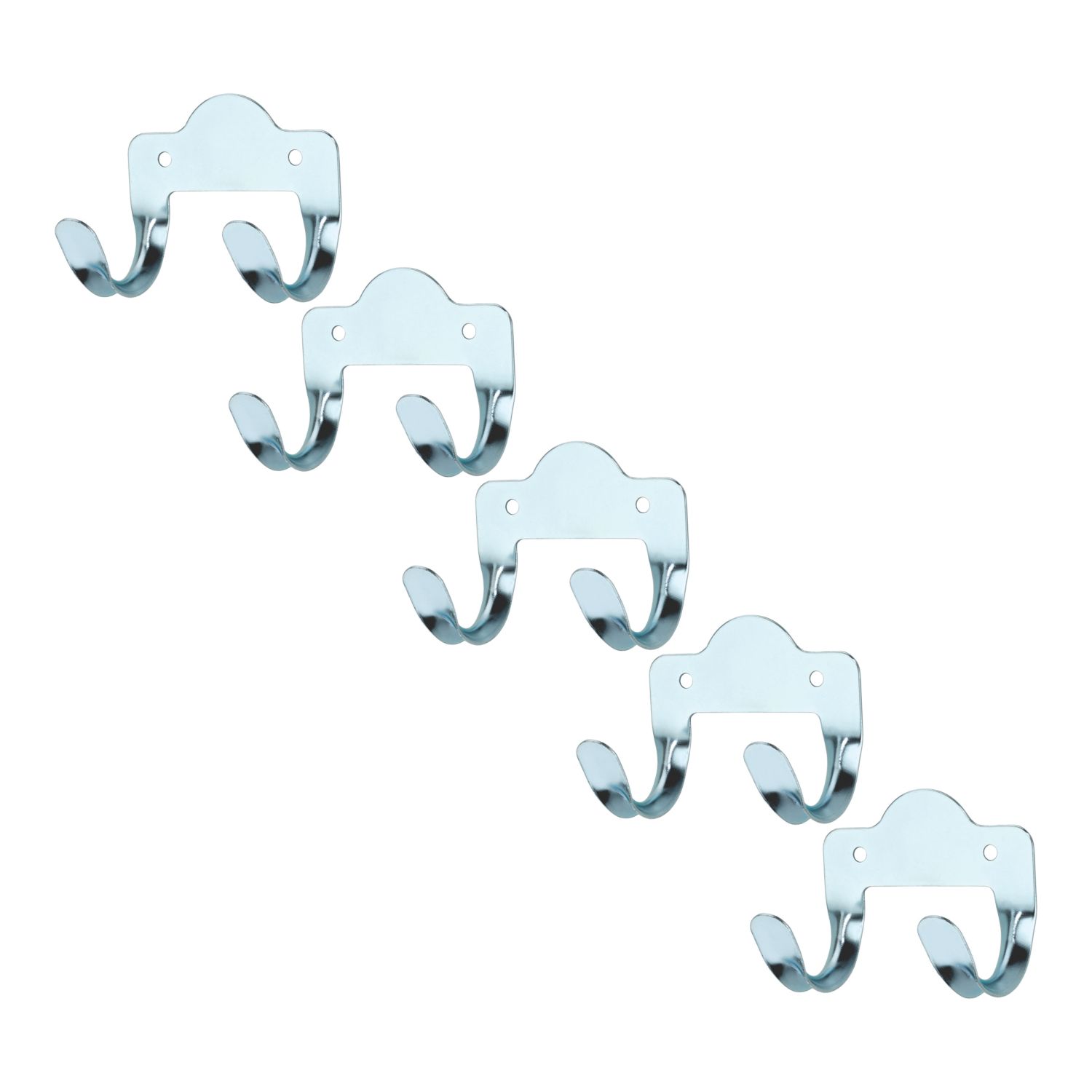 Essentials Double Hooks Silver 64mm 5 Pack (999TA)