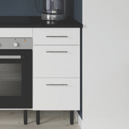 Pragma 3-Drawer Matt White 400mm x 590mm x 860mm Flat Packed Kitchen Base Unit (999YC)