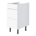 Pragma  3-Drawer Matt White 400mm x 590mm x 860mm Flat Packed Kitchen Base Unit