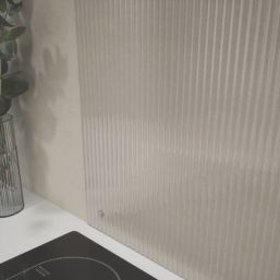 Splashback  Clear with Brushed Chrome Caps Kitchen Splashback 600mm x 750mm x 4mm