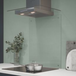 Splashback  Clear with Brushed Chrome Caps Kitchen Splashback 600mm x 750mm x 4mm