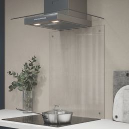 Splashback  Clear with Brushed Chrome Caps Kitchen Splashback 600mm x 750mm x 4mm