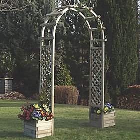 Rowlinson Arch with Planters Natural timber 1.96 x 0.5 x 2 