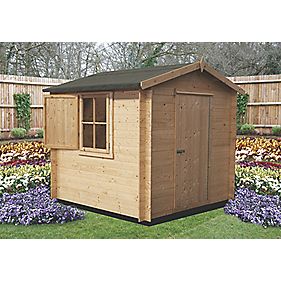 Shire Camelot 2 8\' x 8\' (Nominal) Apex Timber Log Cabin