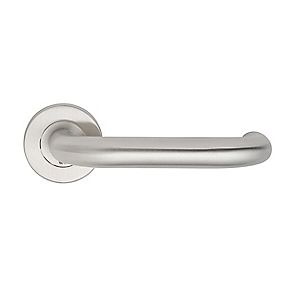 Eurospec Safety Fire Rated Safety Lever on Rose Pair Satin Stainless Steel
