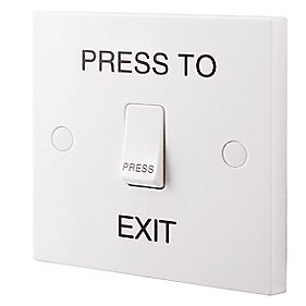 British General 900 Series 10AX 1-Gang 2-Way \'Press to Exit\' Retractive Switch White