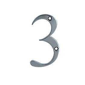 Fab & Fix Door Numeral 3 Polished Chrome 80mm