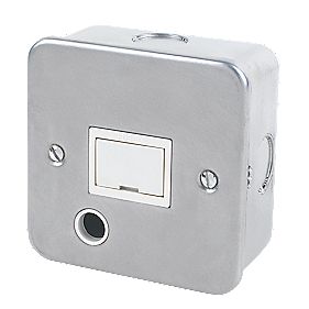 13A Unswitched Metal Clad Fused Spur & Flex Outlet  with White Inserts
