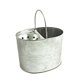 Mop Bucket Galvanised Metal Heavy Duty Cleaning Home Basket Strong Handle 13ltr 