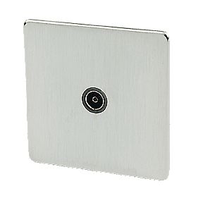 Crabtree Platinum Female Coaxial TV Socket Satin Chrome with Black Inserts