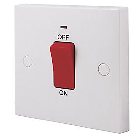 ASHLEY 45AMP DOUBLE POLE SWITCH WITH NEON FOR COOKERS AND SHOWERS 