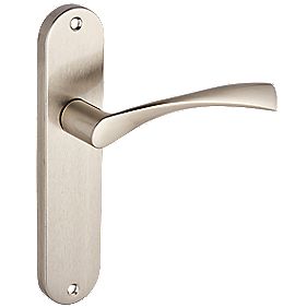 Smith & Locke Bude Fire Rated Latch Long Lever Door Handles Pair Brushed Nickel