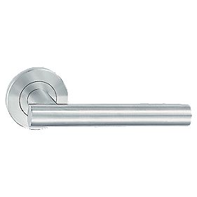 Hafele HL02 Fire Rated Straight Lever on Rose Handle Pair Satin Stainless Steel
