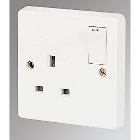 Crabtree Capital 13A 1-Gang SP Switched Plug Socket White