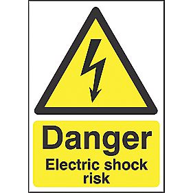 WARNING ELECTRIC SHOCK RISK Sign Sticker Vinyl Health and safety 300mm x 100mm 