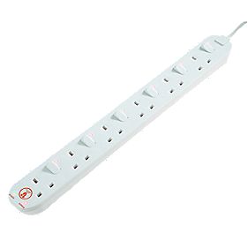 Masterplug 13A 6-Gang Switched Surge-Protected Extension Lead 1m