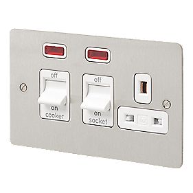 MK Edge K14336BSSB 45A Double Pole Switch with Neon 